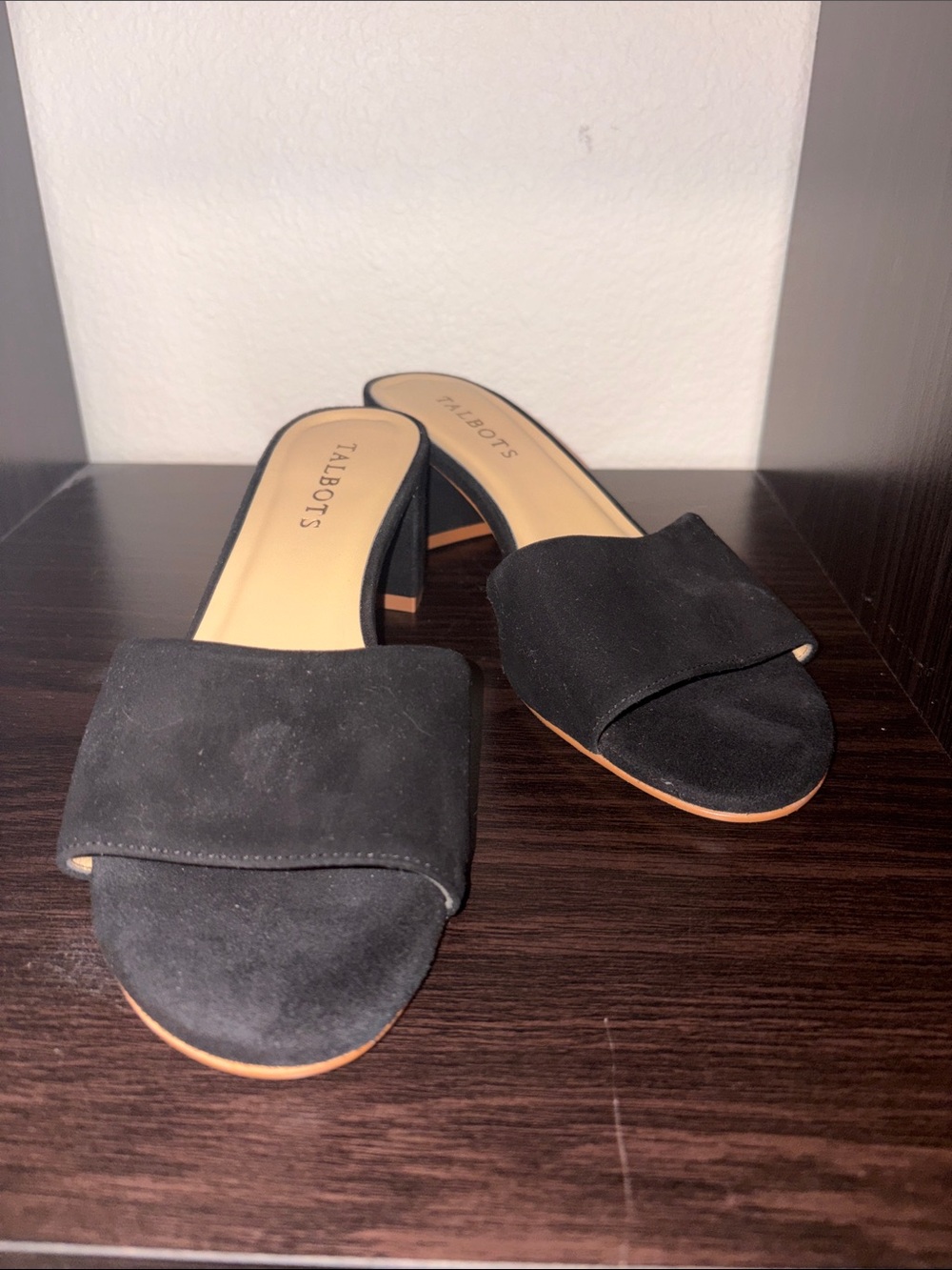 Talbots Black Suede Slide Mules